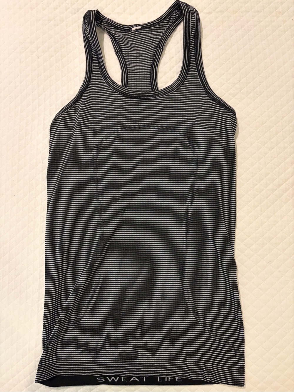 lululemon athletica Black and White Striped Racerback Tank